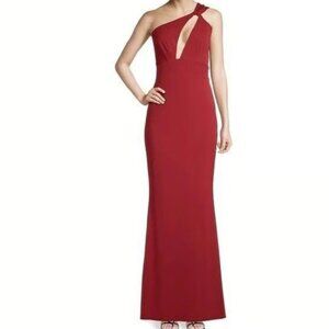 Katie May Edgy Asymmetric One Shoulder Dress; Dark Red Size M